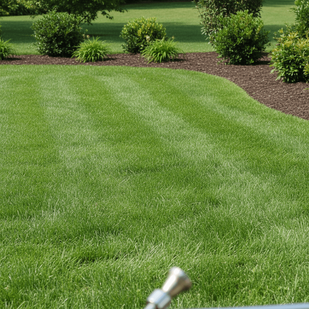 Professional weed control equipment treating lawn areas with precision herbicide application